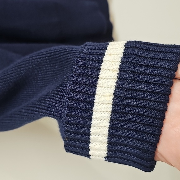 Vintage Polo by Ralph Lauren Navy Sweater with Red -Orange Raincoat Style Hood M - Picture 3 of 13